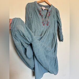 Knox Rose Floral Embroidered Midi Dress Sz S Tiered Boho Prairie Lined Cottage